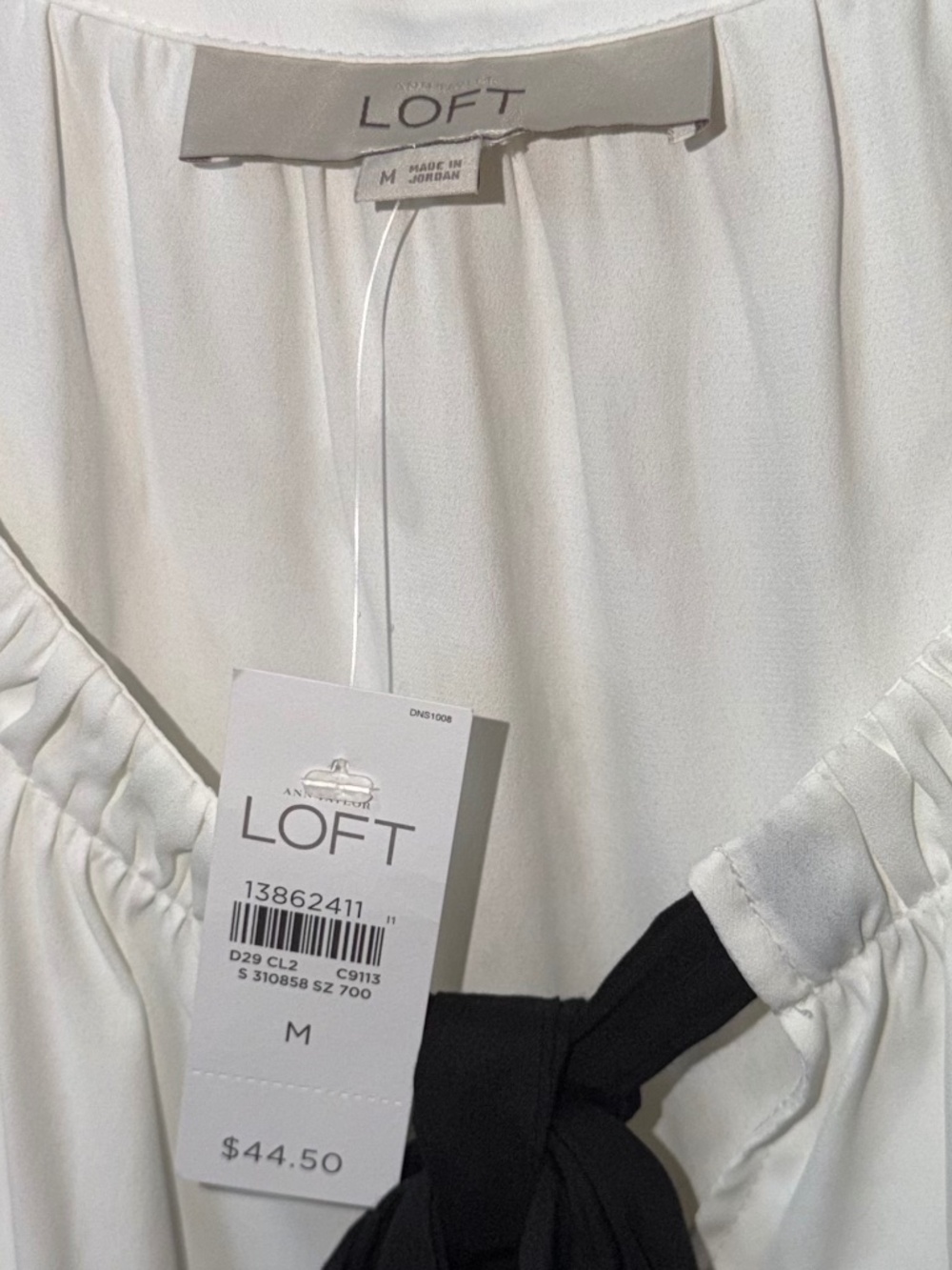 Chic LOFT White and Black Bow Blouse NWT
